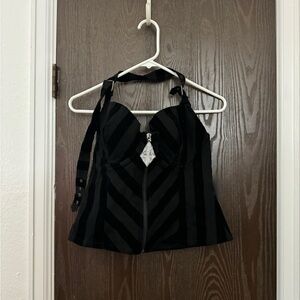 Killstar Black Corset Top Woth Cross Zipper Size L 
New never worn without tags